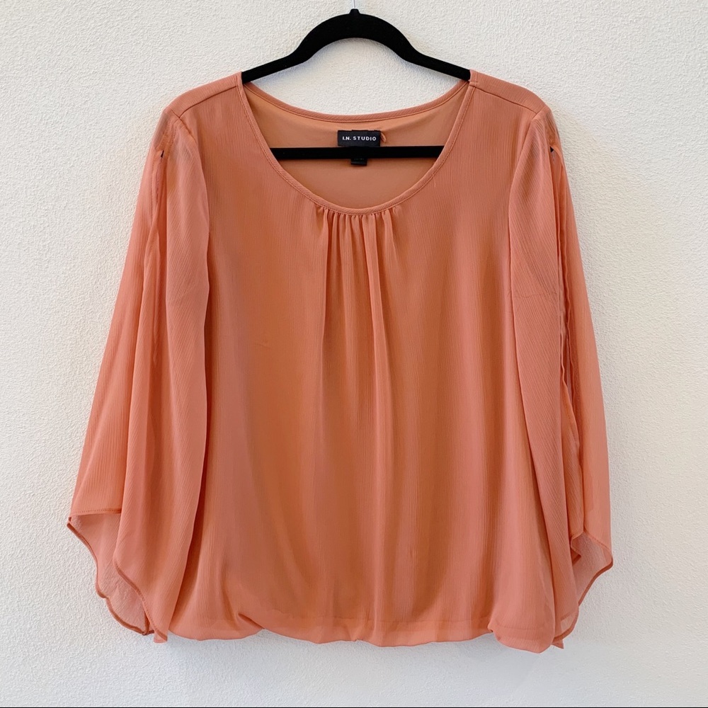 I.N. Studio Peach Slit Sleeve Blouse